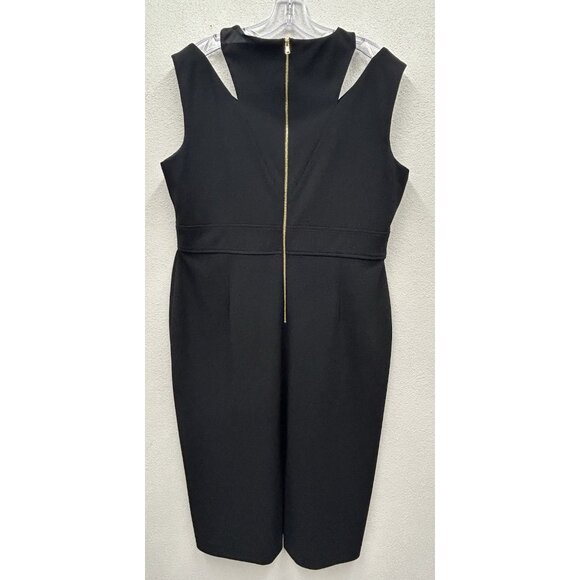 Calvin Klein Classic Sheath Dress Womens 16 Black Sleeveless Knee Length Career - Picture 2 of 12
